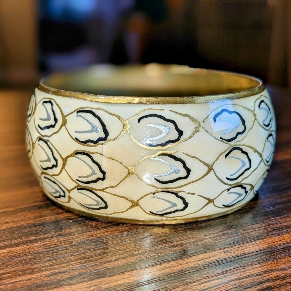 Vintage Gold Bangle Metal Art Deco Bracelet